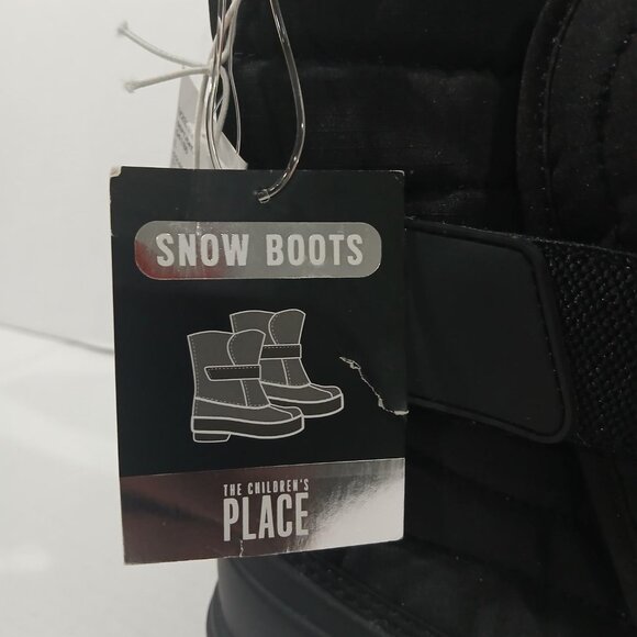 The Children s Place Black Snow Winter Boots Size 3 youth Kids Faux Fur Lining. - Picture 7 of 14